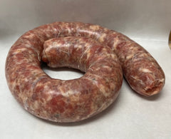 Fresh Kielbasa rot on butcher paper