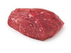 raw sirloin tip roast on a white background