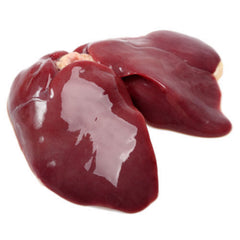 Chicken liver on a white background. 
