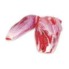 A piece of boneless beef shin meat with a pinkish-red color and a visible fat layer.