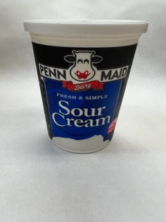 A 16 ounce container of Penn Maid Sour Cream with the label facing forward. The label displays the product name 'Sour Cream' and the brand 'Penn Maid'.