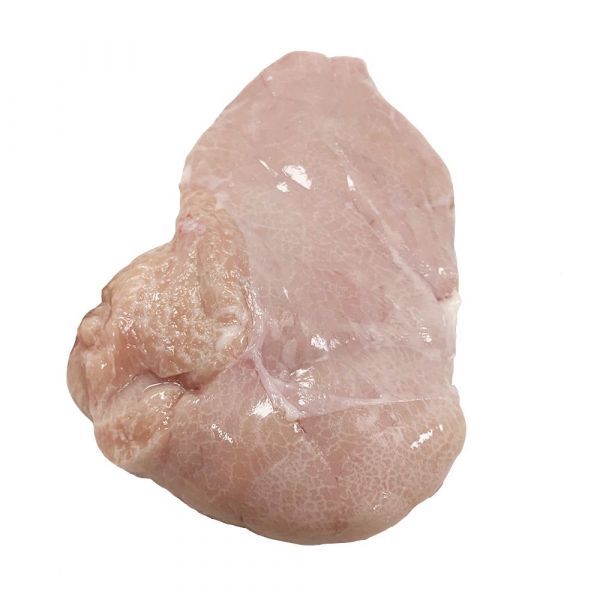 A single piece of veal sweetbread, isolated on a white background.